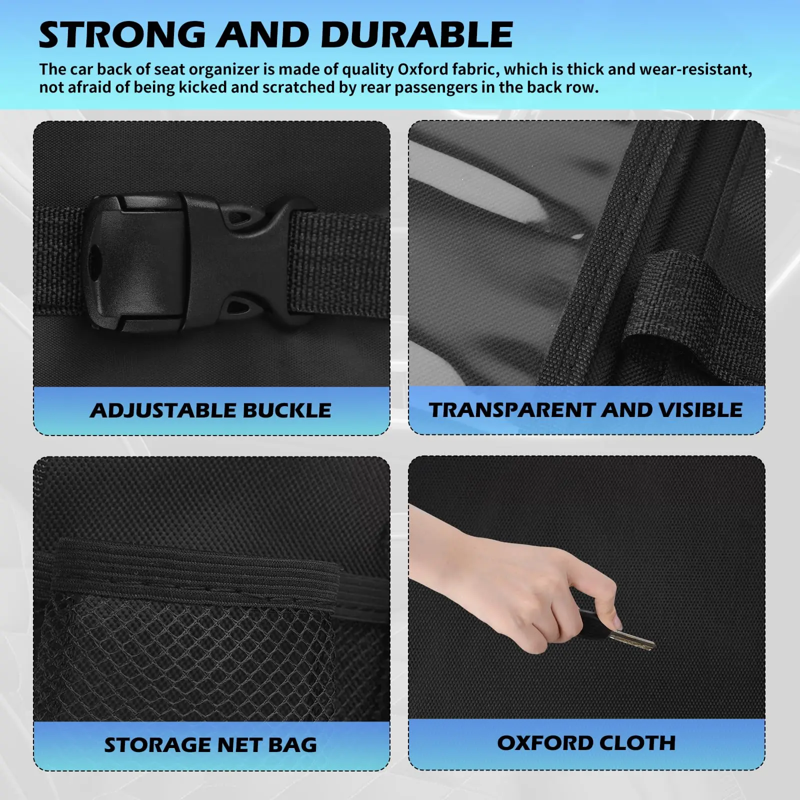 Organizador asiento trasero con bandeja y bolsillos para tablet - imagen 3