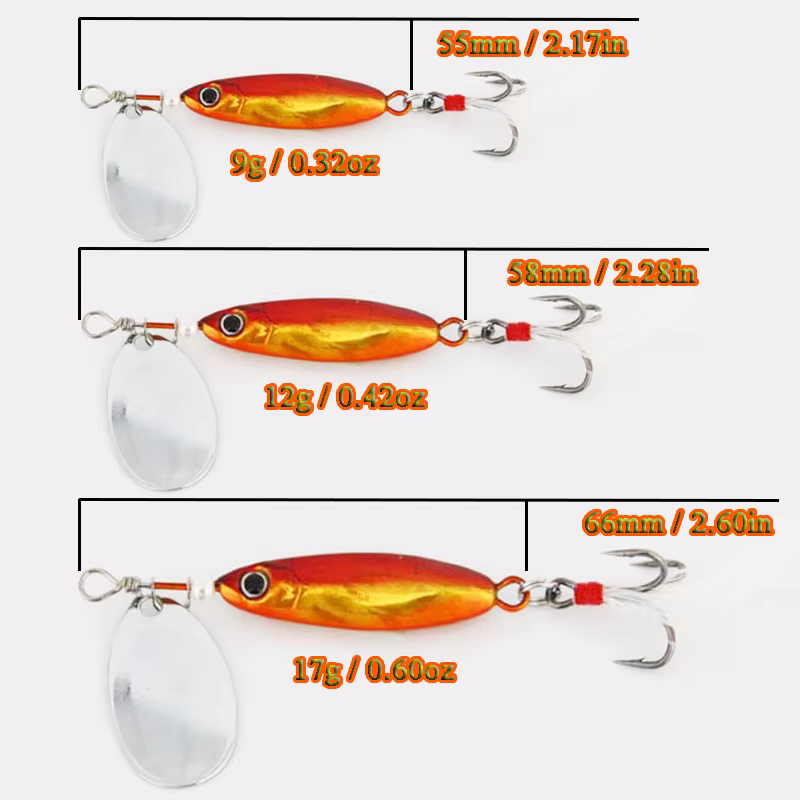 Spinner con anzuelo triple para trucha y lubina - imagen 2