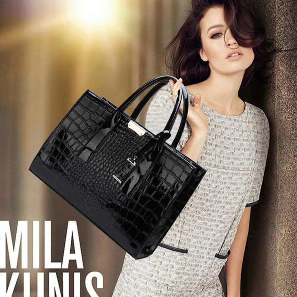 Bolso tote con estampado de cocodrilo y correa ajustable - imagen 5