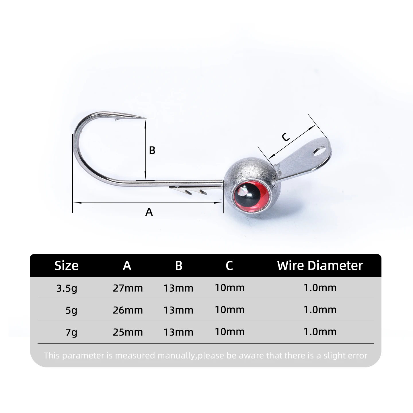 Anzuelos Jig Head de manivela con ojos rojos – para vinilo - imagen 2
