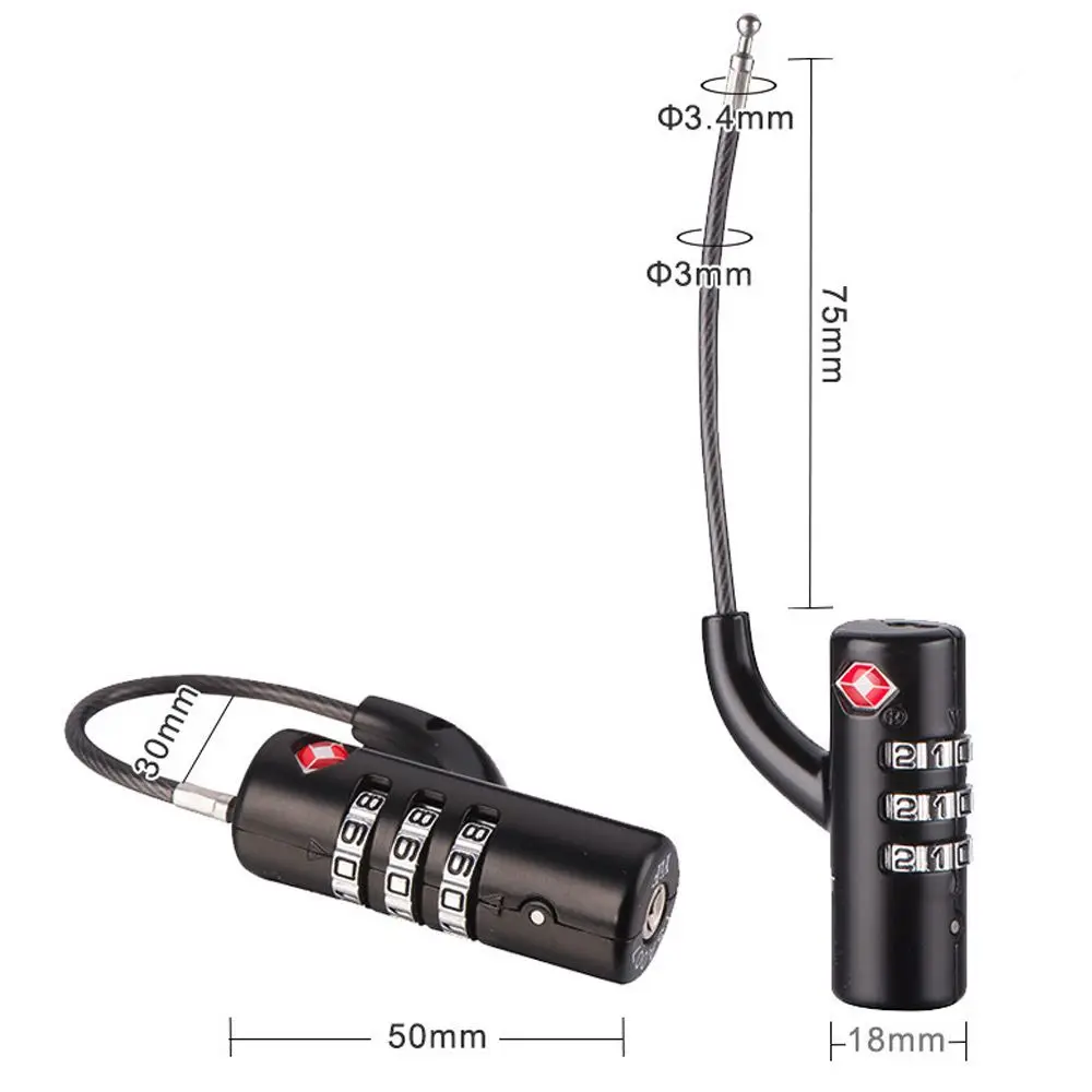 Candado TSA con cable de acero para equipaje con combinación - imagen 3