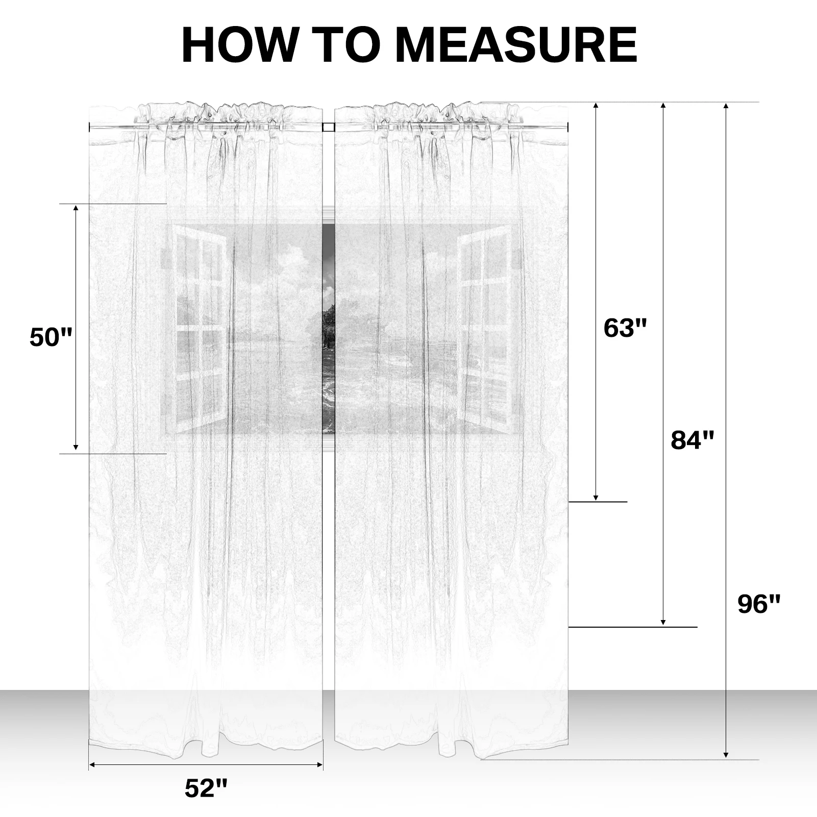 Cortinas de tul transparente suave blanco sólido para ventana - imagen 3