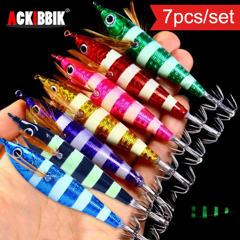 Ackibbik plantillas de calamar horizontales Jigging mar – anzuelo