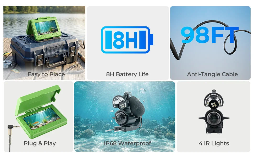 Equipo resistente al agua IP68 para pesca