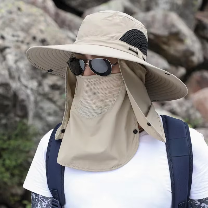 Sombrero de pesca con cubierta facial desmontable y protección UV - imagen 3