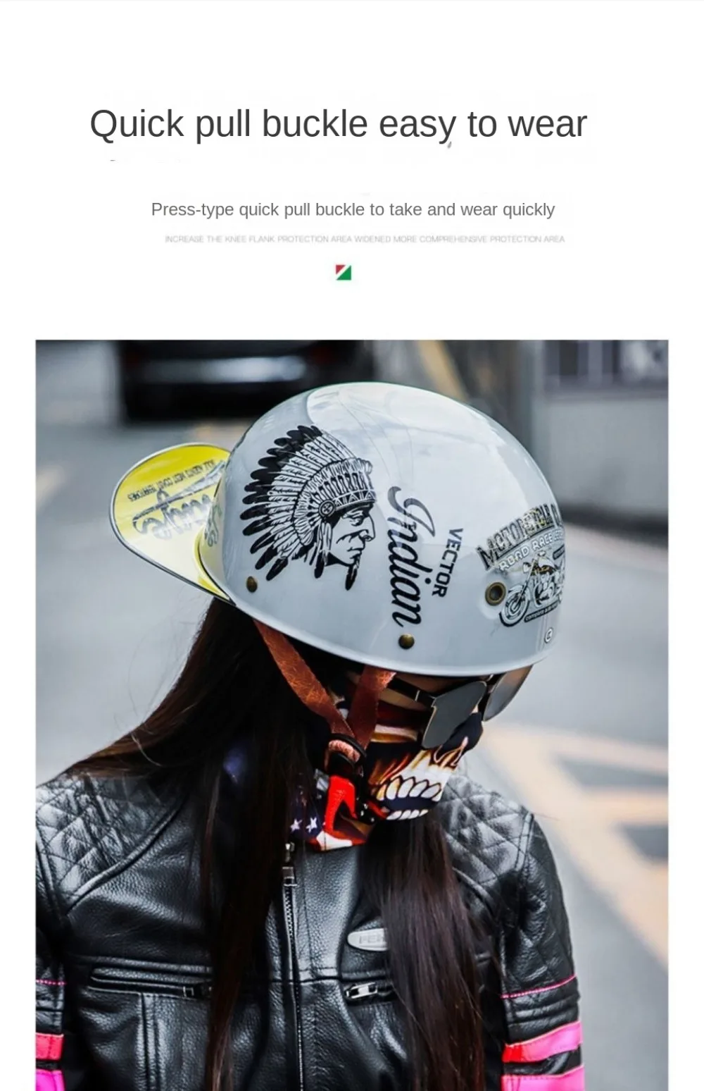 Casco usado en entorno urbano con ropa de abrigo