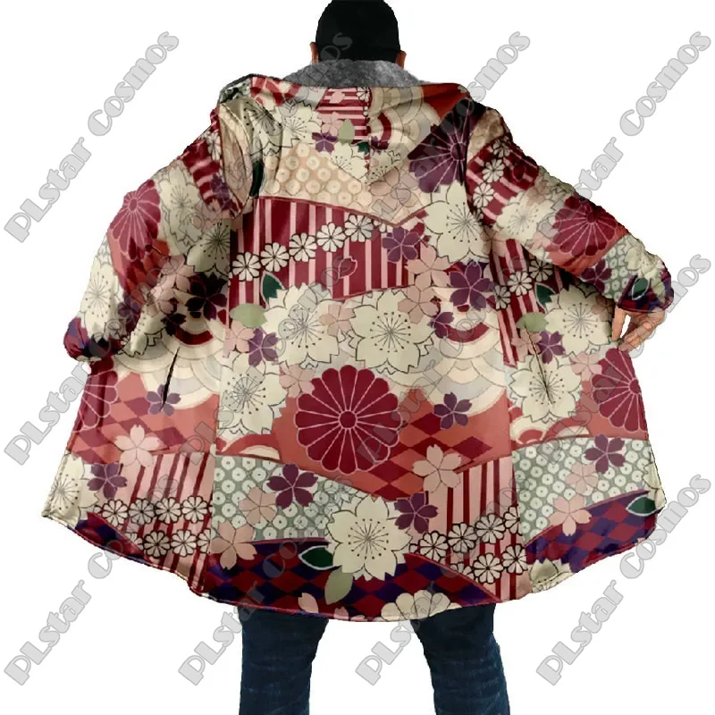 Abrigo de lana con capucha para invierno, estampado 3D floral
