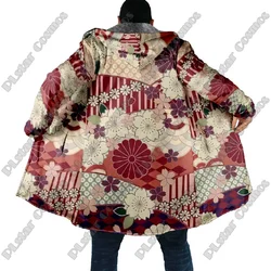 Abrigo de lana con capucha para invierno, estampado 3D floral