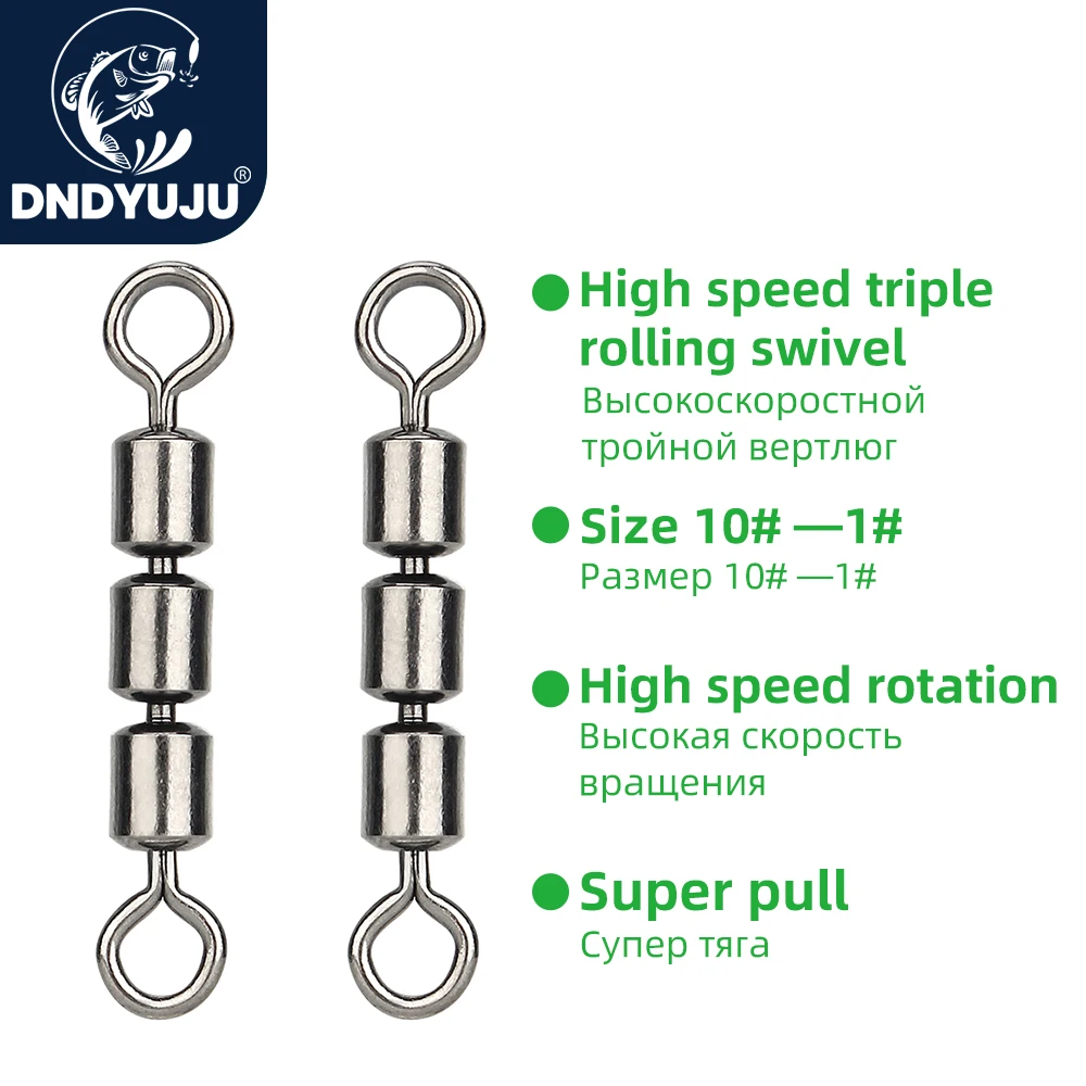 Giratorio Triple DNDYUJU Acero Inoxidable Alta Resistencia Para Pesca - imagen 5