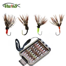Vtwins Mosca Tenkara Kebari flotante trucha – caja impermeable