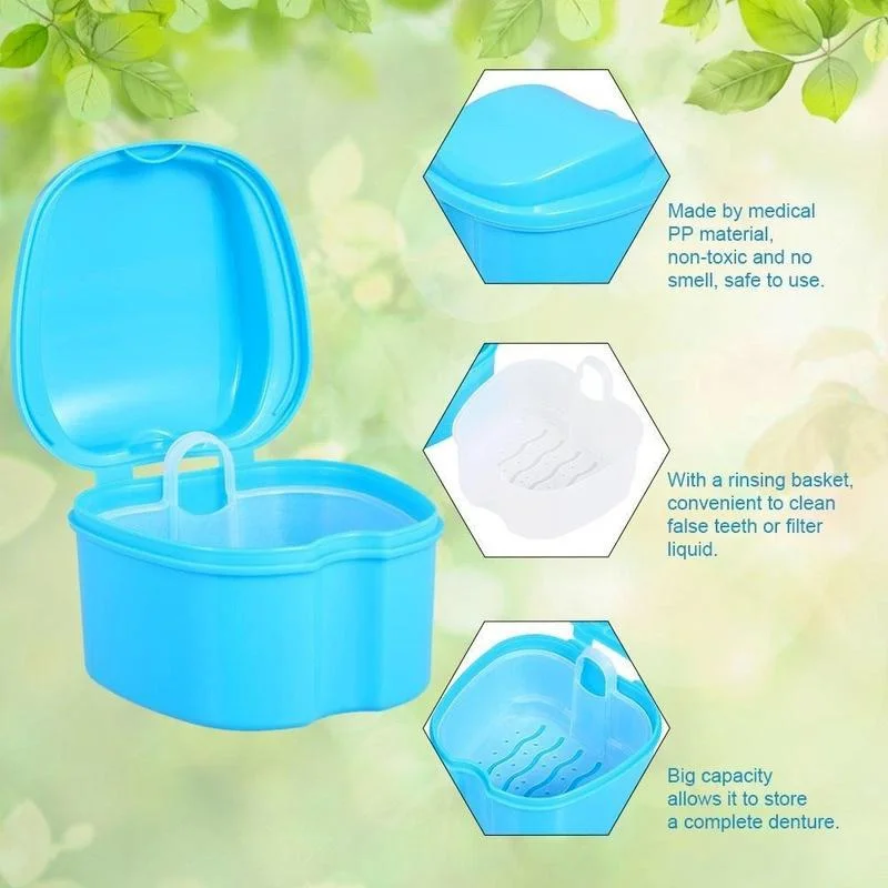 Estuche portátil para prótesis dentales con cesta de limpieza - imagen 4