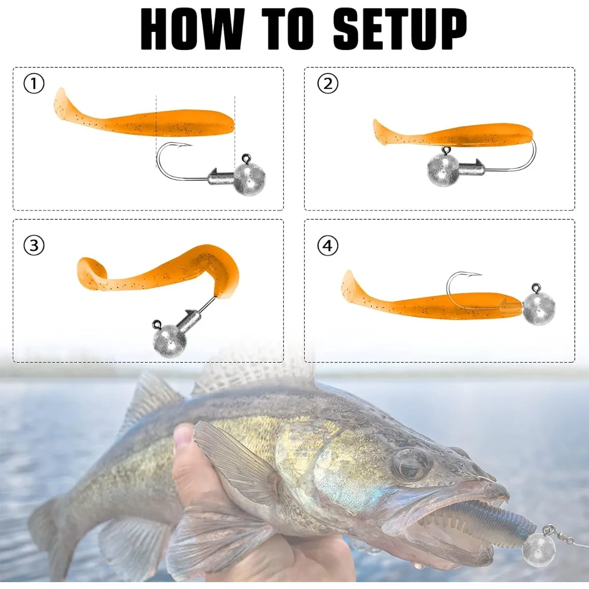 Pack de 25 anzuelos jig head para señuelos blandos