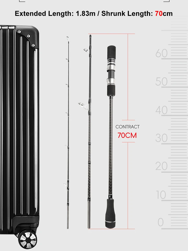 Caña jigging de viaje carbono con guías cerámica para jig lento - imagen 2