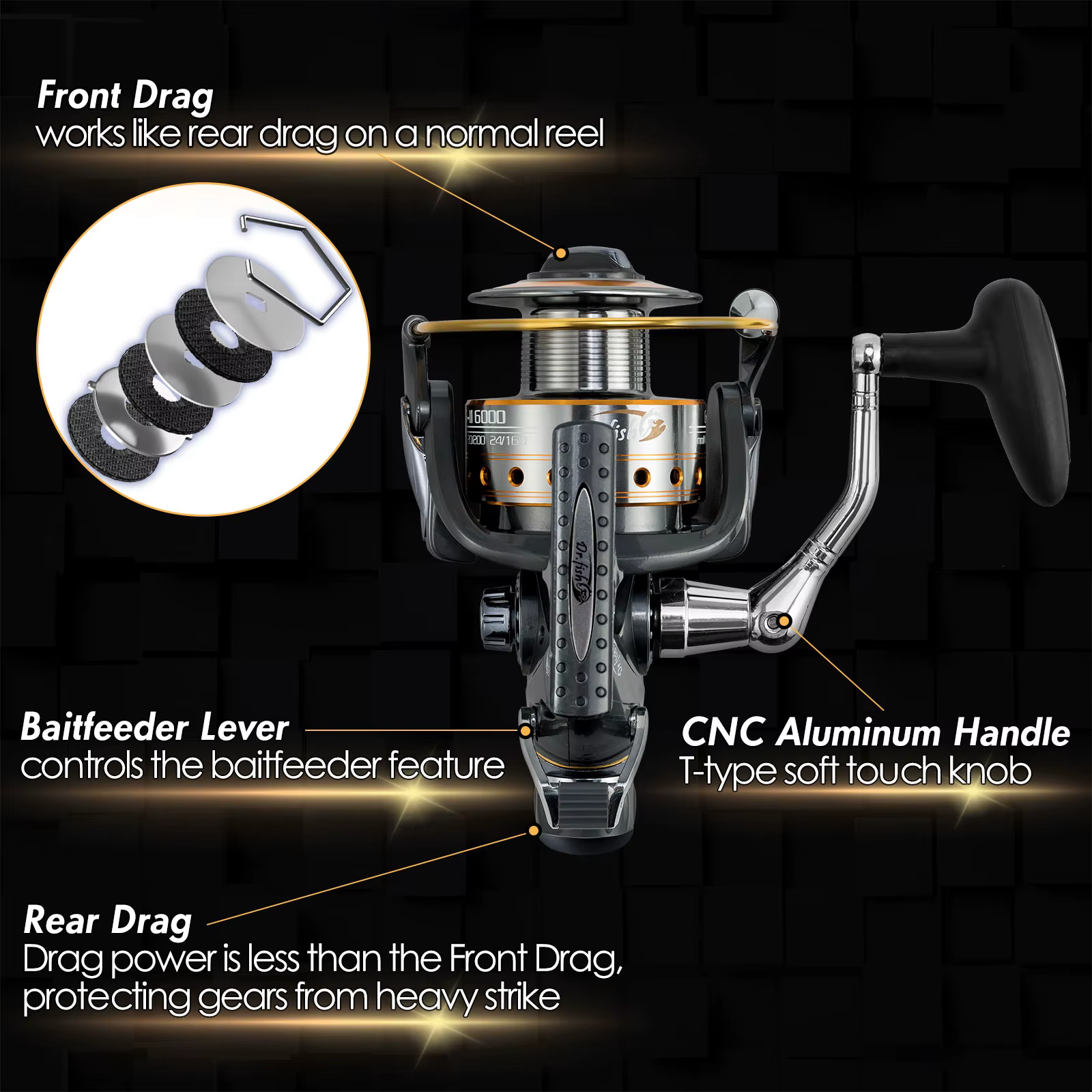 Carrete Baitfeeder Alta Potencia 30Lb – Fibra Carbono Agua Salada - imagen 5