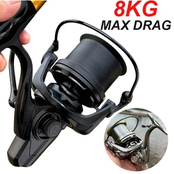 Carrete surfcasting lanzamiento largo, metálico y mango reversible