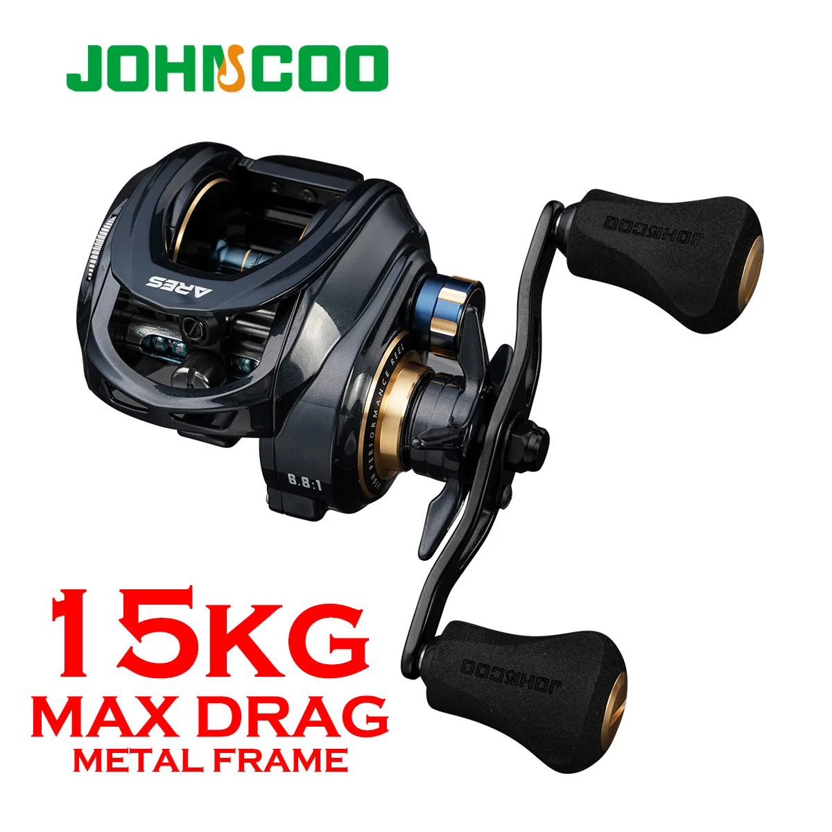 JOHNCOO ARES Carrete Baitcast agua salada marco aluminio perfil bajo