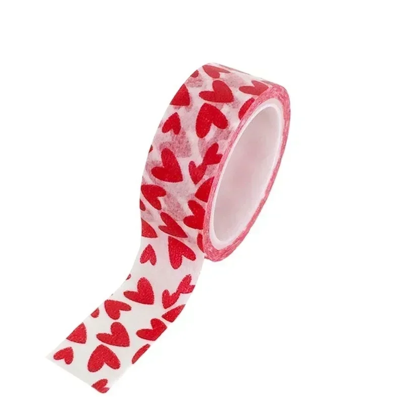 Cinta adhesiva decorativa de corazones rojos para manualidades
