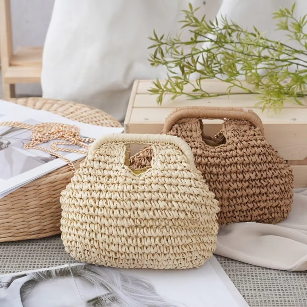 Bolso bandolera de paja para playa y viajes - imagen 4