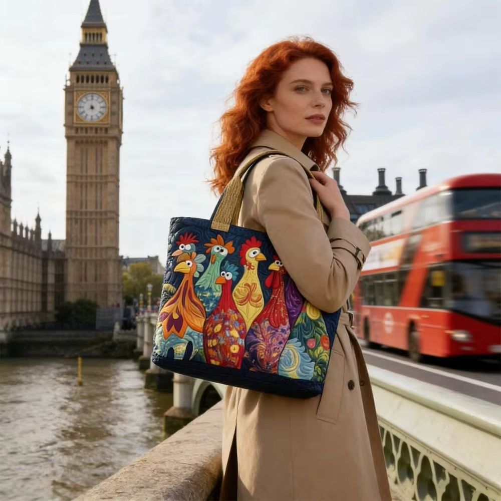 Bolso de mano acolchado vintage ligero con estampados 3D para mujer