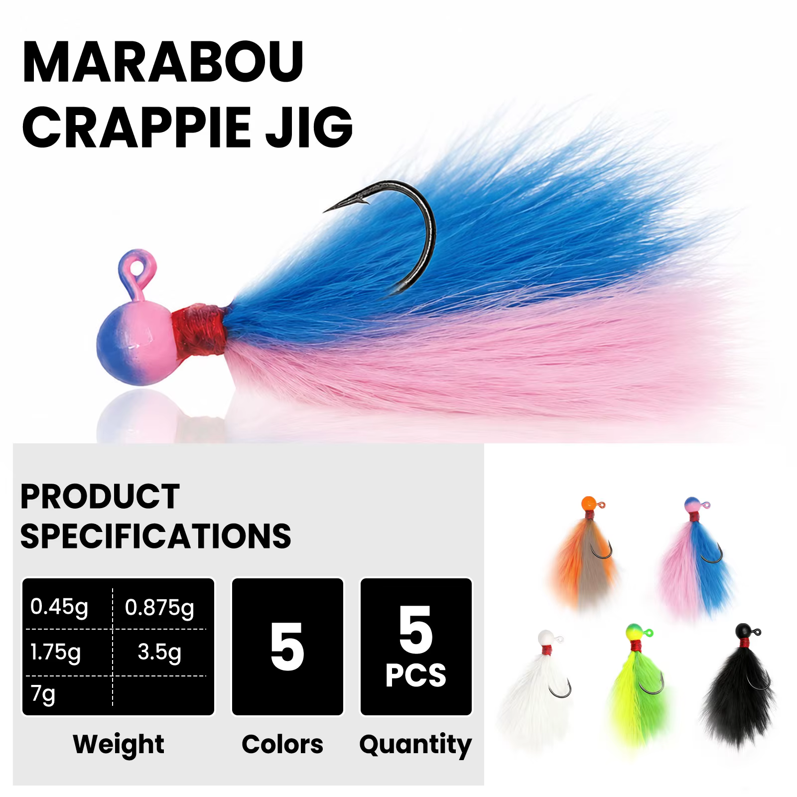 FishTrip Marabou Jig – Anzuelo de pluma con plomo para lubina y trucha - imagen 3