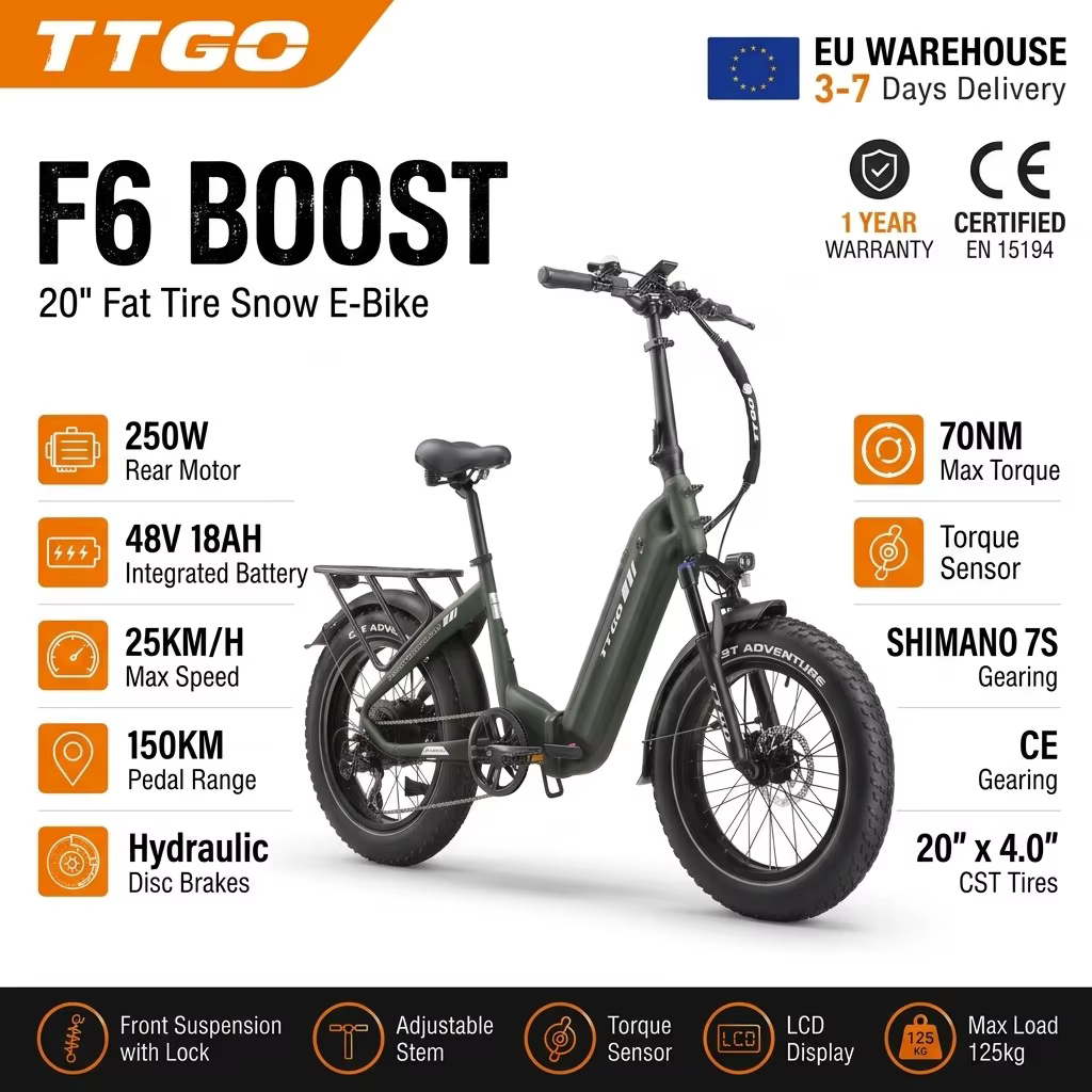 Bicicleta eléctrica plegable de ruedas anchas para adultos