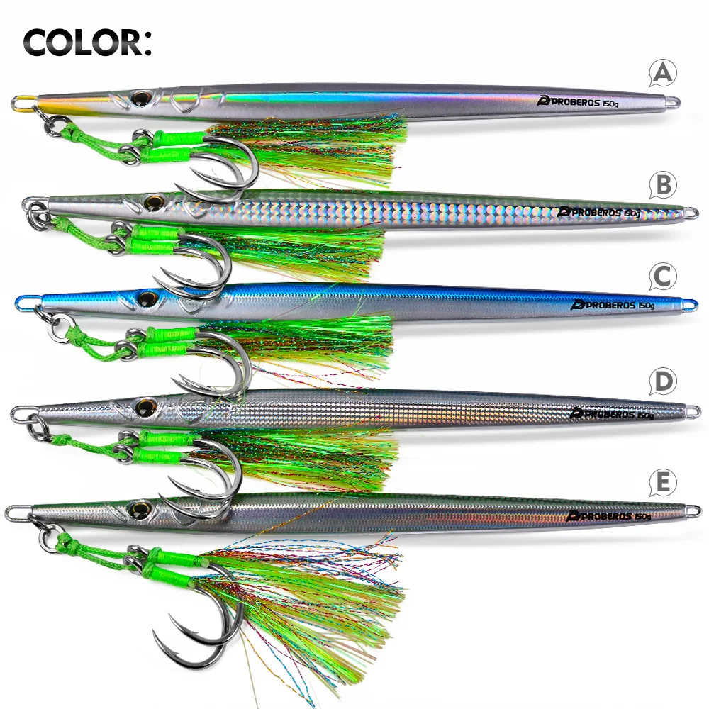 Jig de metal largo para lubina y mar con doble assist hook - imagen 3