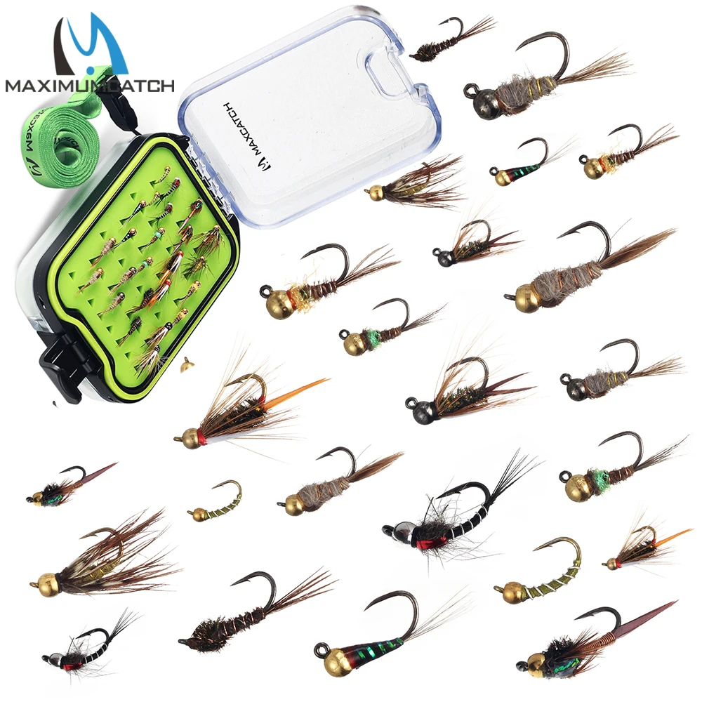 Maxcatch kit de moscas nymph atadas a mano, caja portátil - imagen 4