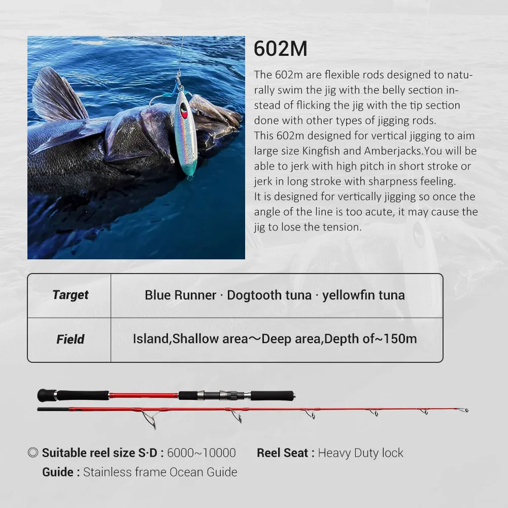 Caña Jigging NOEBY 1,83m – Acción MH 120-500g para mar - imagen 4