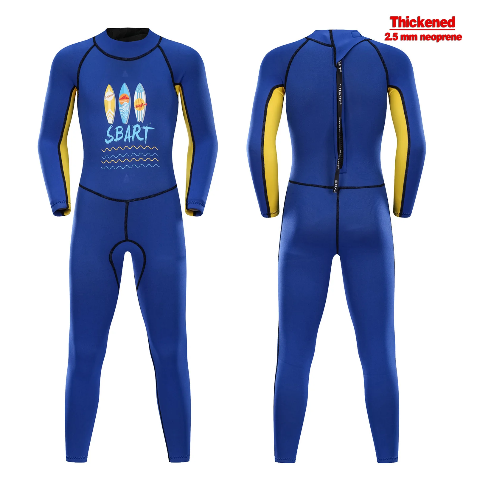 Vista del traje de neopreno con cremallera trasera