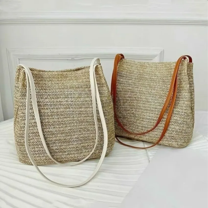 Bolso bandolera redondo de mimbre bohemio mujer estilo playa - imagen 2