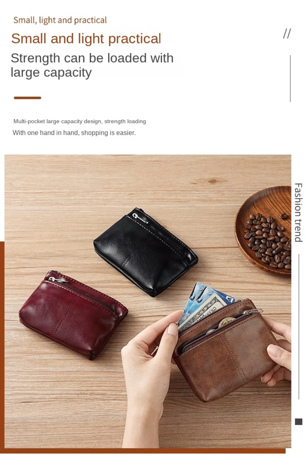 Cartera abierta mostrando su capacidad