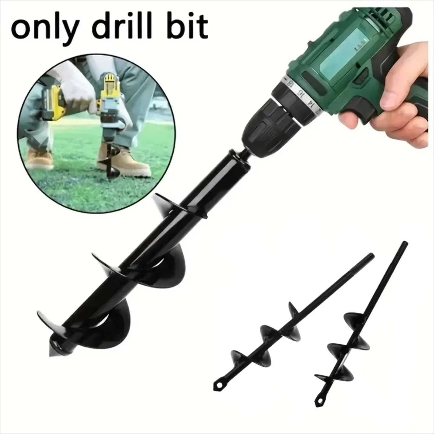 Tarière spirale pour jardin en acción para hacer agujeros