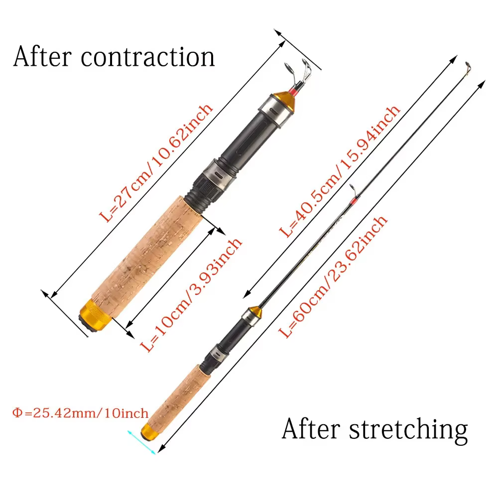 Caña de Pescar Carbono 60cm 2 Tramos para Pesca con Mosca - imagen 3