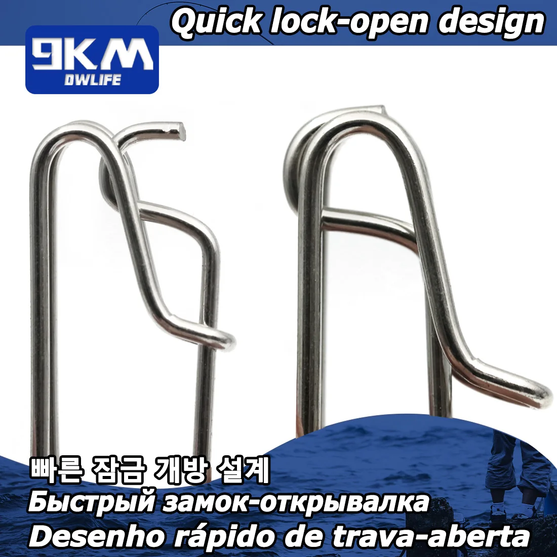 Clips para atún de acero inox 9KM con pasador ojo cerrado