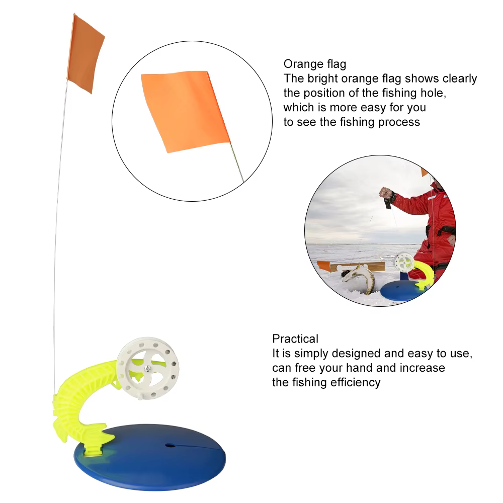 Set tip-ups FTK para pesca en hielo con trineo portátil y banderas - imagen 5
