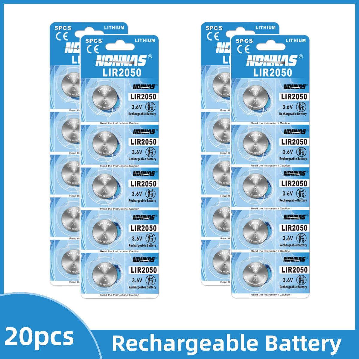 Batería recargable LIR2050 vista superior
