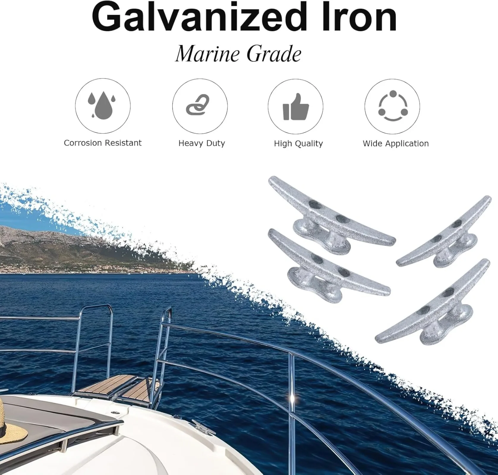 Cleat de amarre marino galvanizado de hierro resistente a corrosión - imagen 4