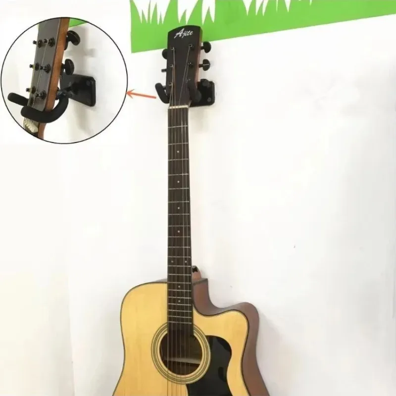 Soporte de pared de madera para guitarra con gancho metálico - imagen 4
