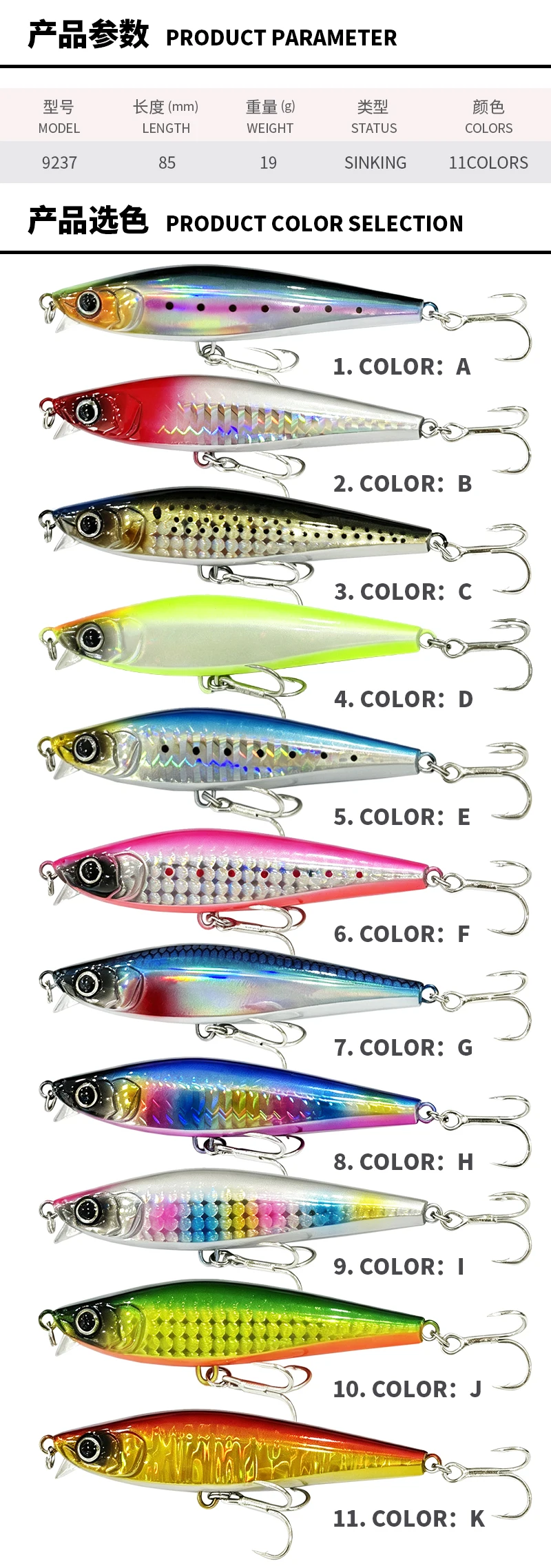 Sinking minnow del señuelo