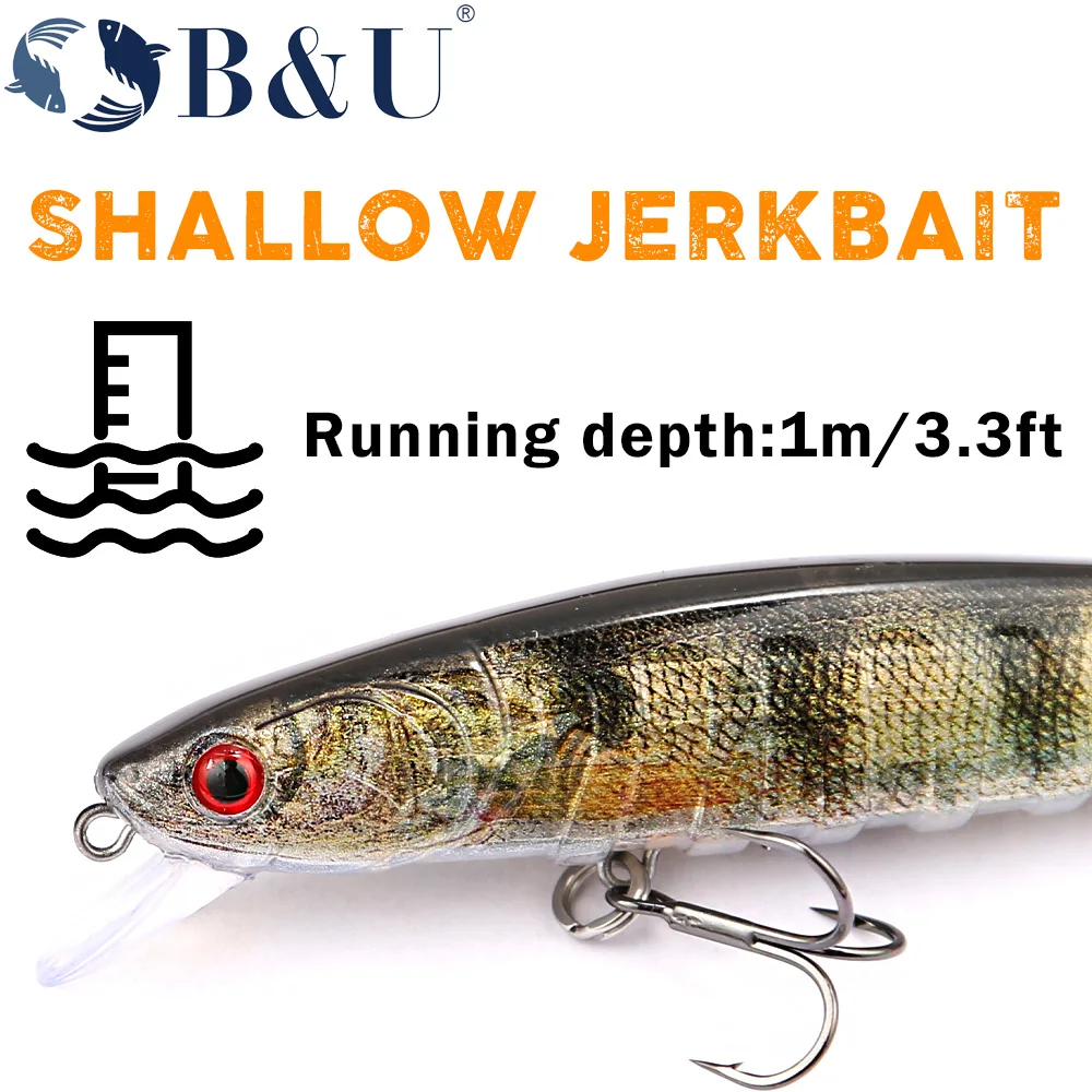 B & U Jerk Minnow – Wobbler suspendido de fundición larga - imagen 4