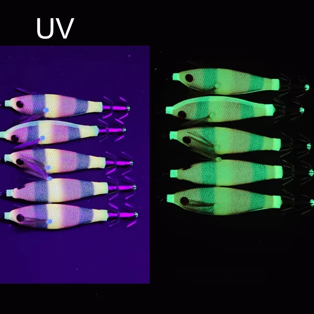 Señuelos Egi para calamar UV luminosos, cebo brilla en oscuridad - imagen 3