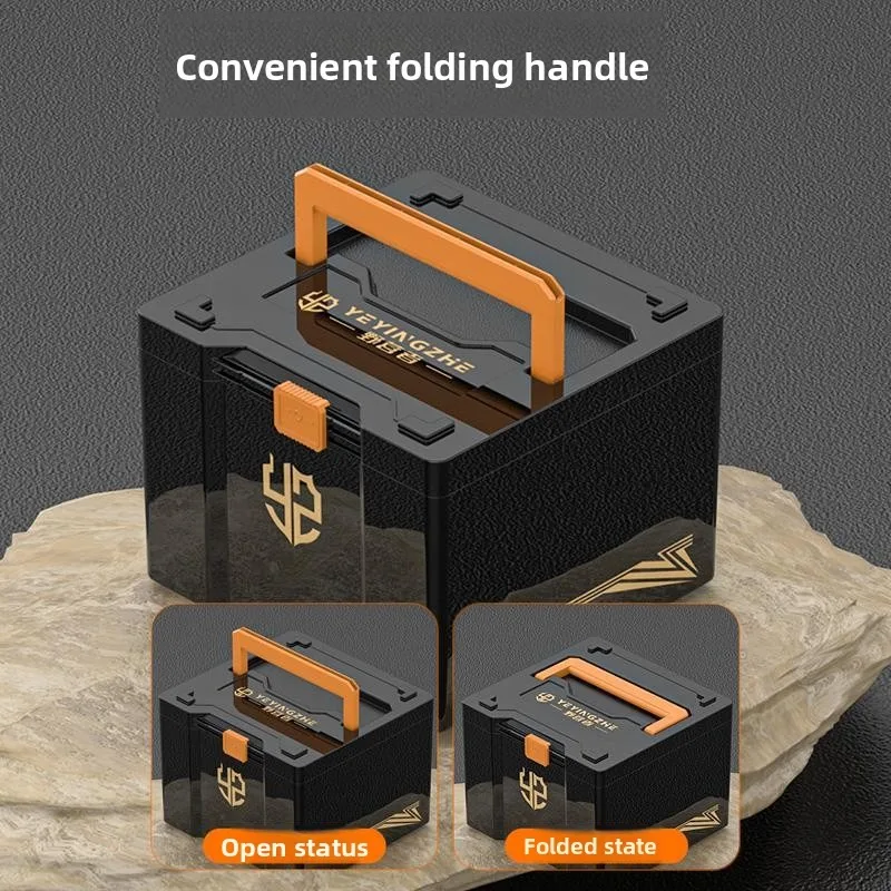 Caja de pesca con compartimento integrado para señuelos y accesorios