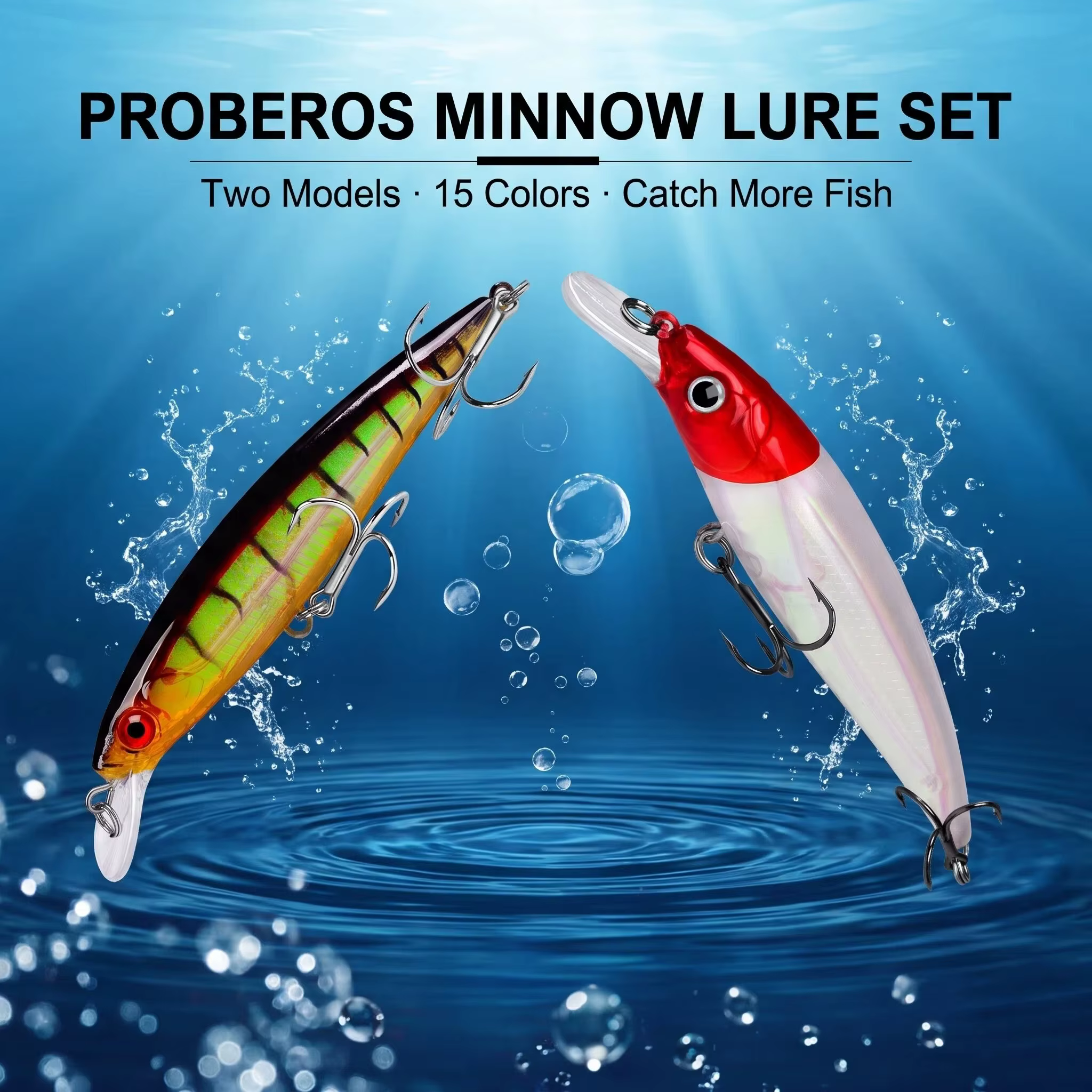 Señuelos minnow y crankbait surtidos en caja
