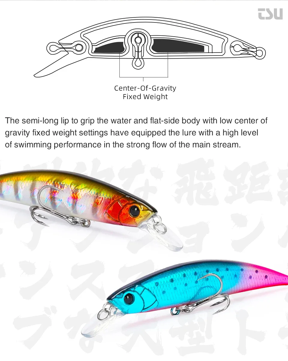 Movimiento de natación del TSURINOYA 80S en acción de pesca