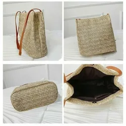 Bolso bandolera redondo de mimbre bohemio mujer estilo playa
