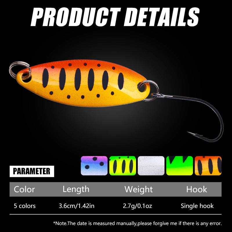 Señuelo cuchara metal 2.7g para trucha, lubina y carpa - imagen 3