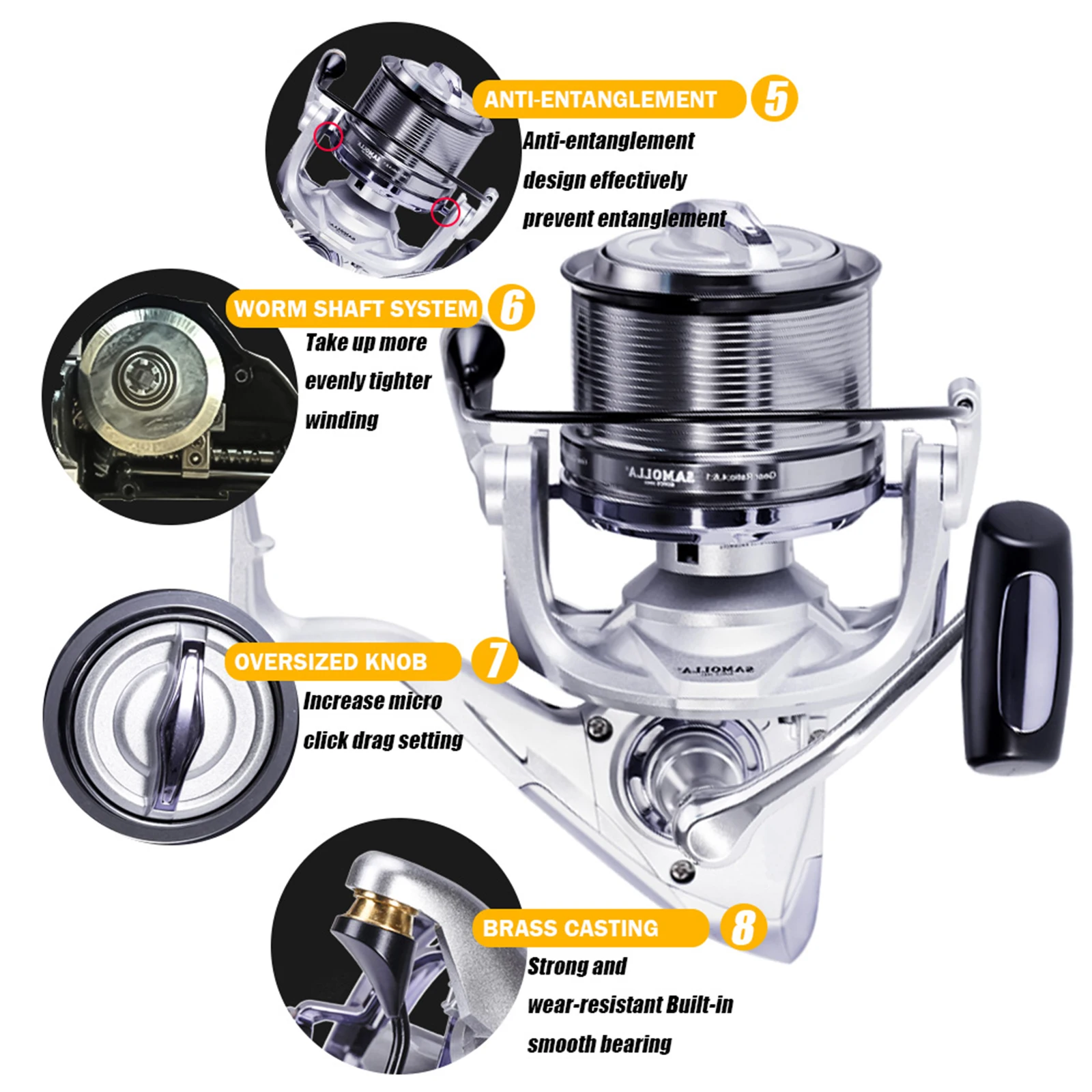 Carrete giratorio Moulinet 25KG – Alta velocidad 4,6:1 para mar y trolling - imagen 5
