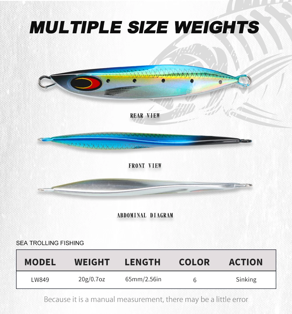 Vista del señuelo para jigging y trolling