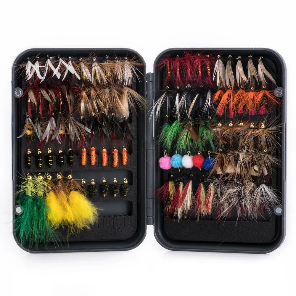 Moscas secas y ninfas del kit Goture para pesca de trucha