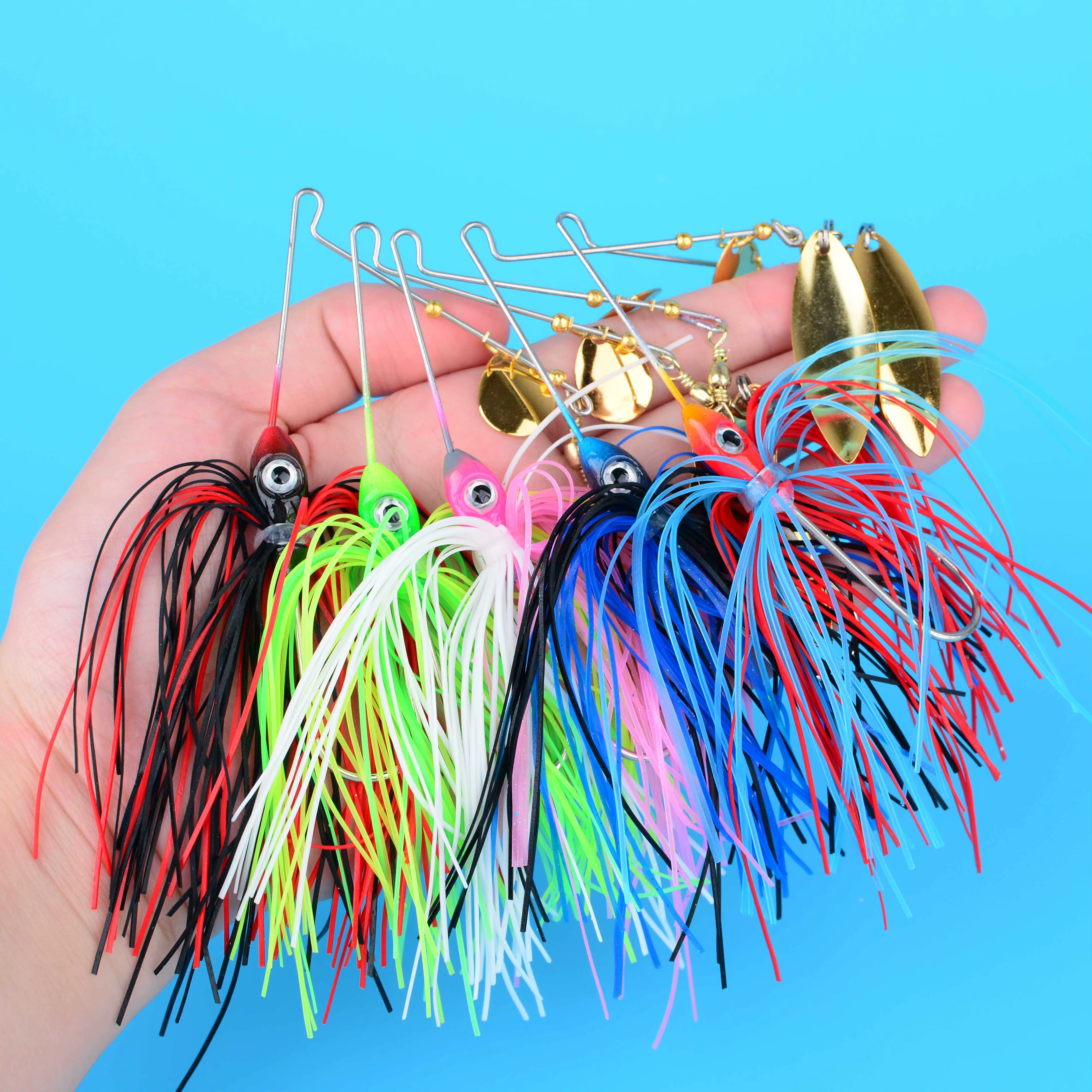 Spinnerbait para lucio de metal con lentejuelas y cuchara wobbler